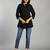 Yufta black regular style top design embroidered