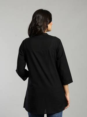 black regular style top design embroidered 3