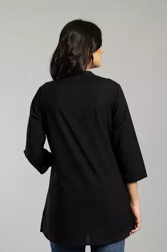 black regular style top design embroidered