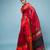 Red Cotton Blended Saree With Red, Orange and Golden Border