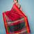 Red Cotton Blended Saree With Red, Orange and Golden Border