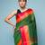 Green cotton blended saree with red and orange border