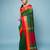 Green cotton blended saree with red and orange border