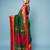 Green cotton blended saree with red and orange border