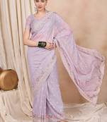 Faux silk Blend fabric with multi thread embroidery border saree