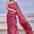 Red japan devsena satin saree japan satin digital print blouse