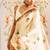 Cream japan devsena satin saree japan satin digital print blouse