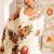 Cream japan devsena satin saree japan satin digital print blouse