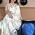 White japan devsena satin saree japan satin digital print blouse