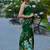 Green japan devsena satin saree japan satin digital print blouse