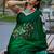 Green japan devsena satin saree japan satin digital print blouse