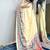 Off white japan devsena satin saree japan satin digital print blouse