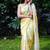 Lemon yellow japan devsena satin saree japan satin digital print blouse