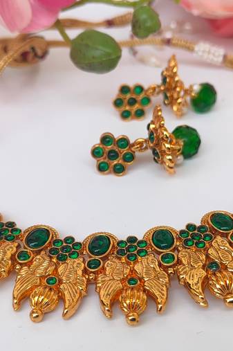 Green agate peacock jewellery