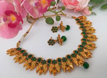 Green agate peacock jewellery 2
