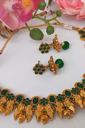 Green agate peacock jewellery