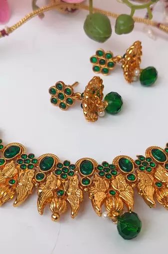 Green agate peacock jewellery