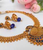 Blue agate peacock temple jewellery