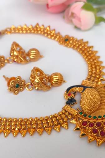 Multicolor agate peacock temple jewellery