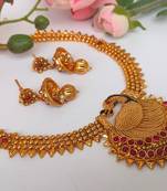 Pink peacock agate temple jewellery