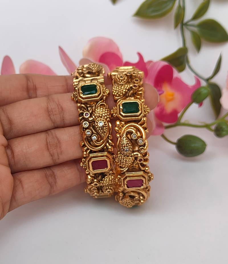 Multicolor peacock bridal nakshi bangles