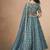 Organza Embroidered Teal Blue Designer Long Lehenga Choli