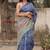 Blue soft pure cotton printed  fancy saree with blouse