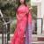 Pink soft pure cotton printed  fancy saree with blouse