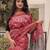 Maroon soft pure cotton printed  fancy saree with blouse