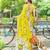 Yellow pure bagru fancy hand printed sarees with blouse