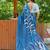 Blue pure bagru fancy hand printed sarees with blouse