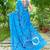 Blue pure bagru fancy hand printed sarees with blouse