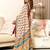 Cream mulmul cotton printed  fancy saree with blouse