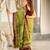 Green mulmul cotton printed  fancy saree with blouse