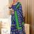 Blue mulmul cotton printed fancy saree with blouse