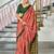 Peach soft pure cotton printed fancy  saree with blouse