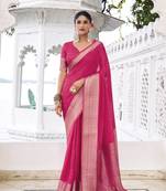 Grace in Every Thread Chinon Self-Printed Saree with Zari Weaving