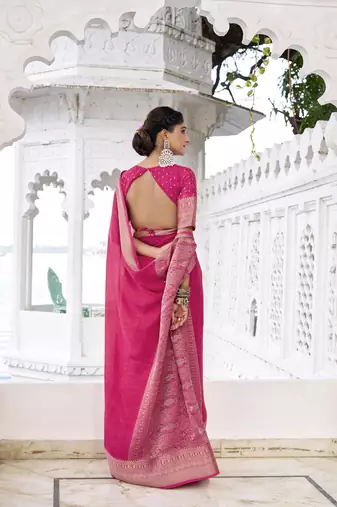 Grace in Every Thread Chinon Self-Printed Saree with Zari Weaving