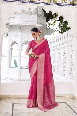 Grace in Every Thread Chinon Self-Printed Saree with Zari Weaving 4