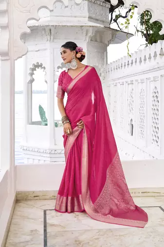 Grace in Every Thread Chinon Self-Printed Saree with Zari Weaving