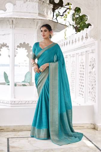 Grace in Every Thread Chinon Self-Printed Saree with Zari Weaving