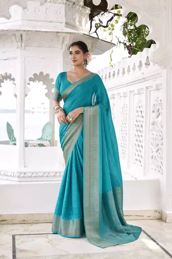Grace in Every Thread Chinon Self-Printed Saree with Zari Weaving