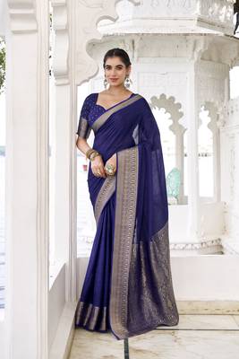 Grace in Every Thread Chinon Self-Printed Saree with Zari Weaving 1