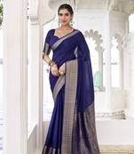 Grace in Every Thread Chinon Self-Printed Saree with Zari Weaving