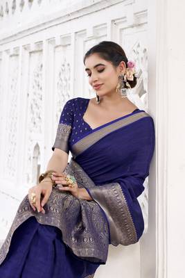 Grace in Every Thread Chinon Self-Printed Saree with Zari Weaving 2