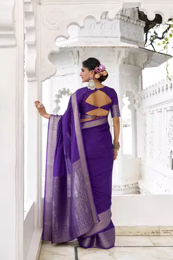 Grace in Every Thread Chinon Self-Printed Saree with Zari Weaving