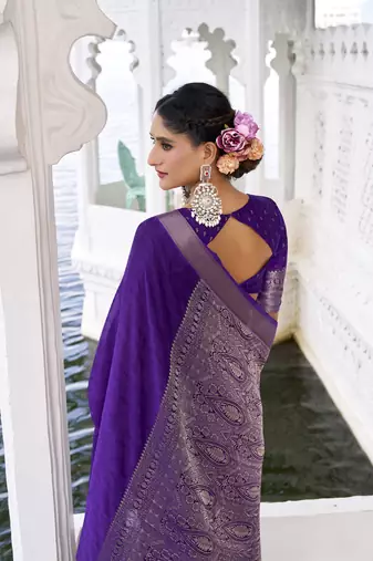 Grace in Every Thread Chinon Self-Printed Saree with Zari Weaving