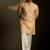 Beige plain chanderi kurta pajama