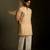 Beige plain chanderi kurta pajama