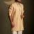 Beige plain chanderi nehru jacket set